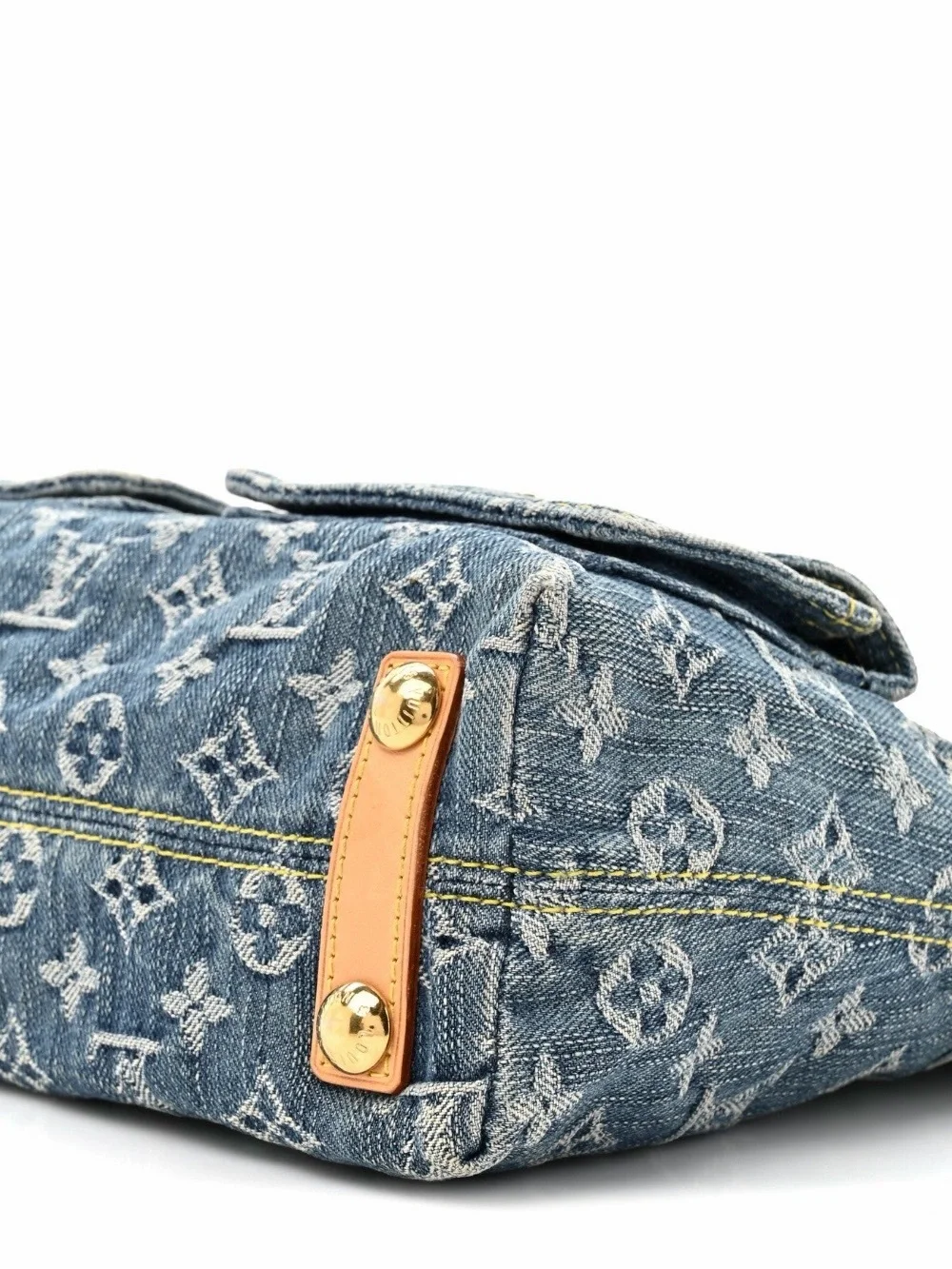 Louis Vuitton Blue Monogram Denim Shoulder Bag with Tan Trim